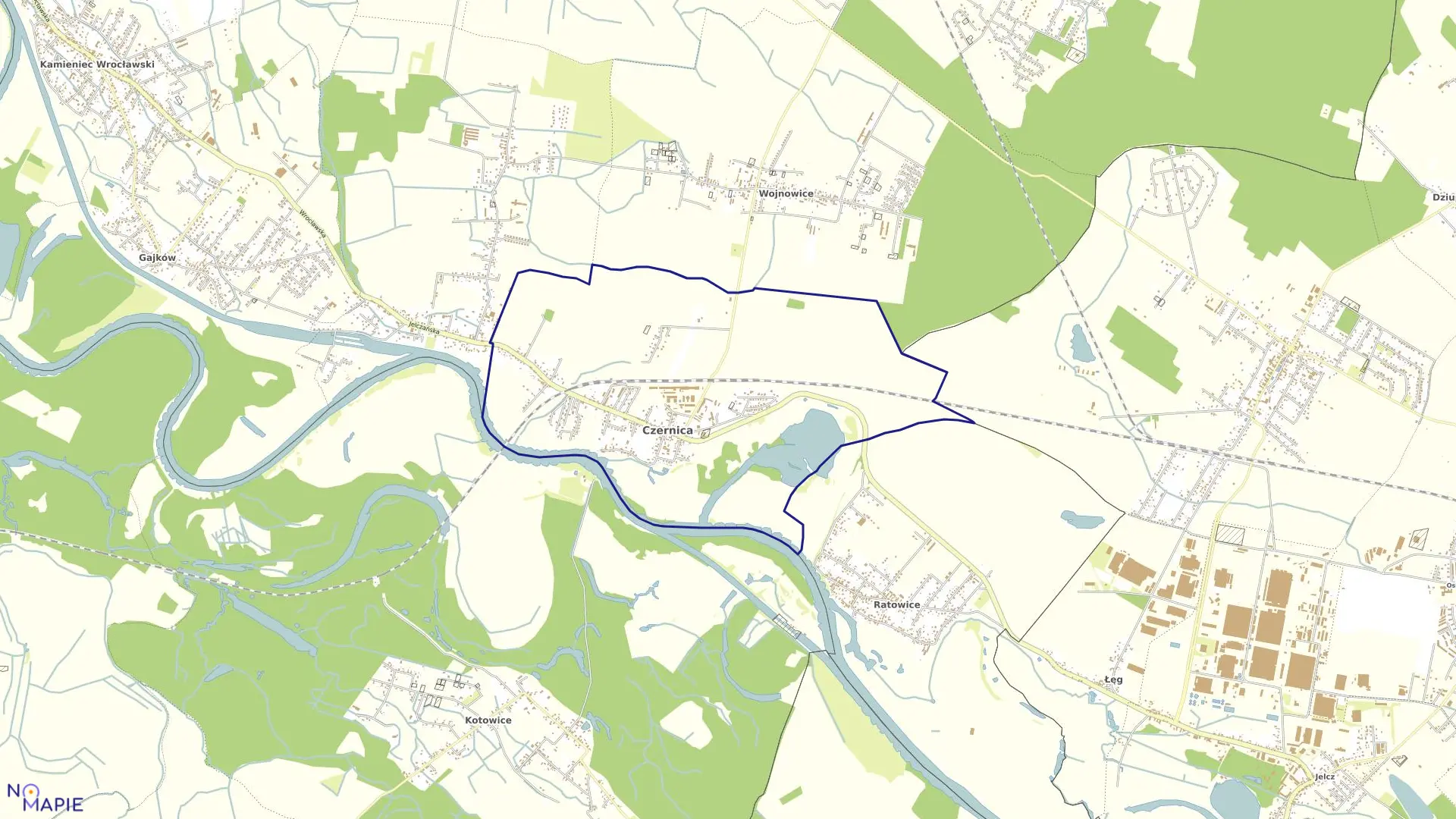 Mapa obrębu Czernica w gminie Czernica