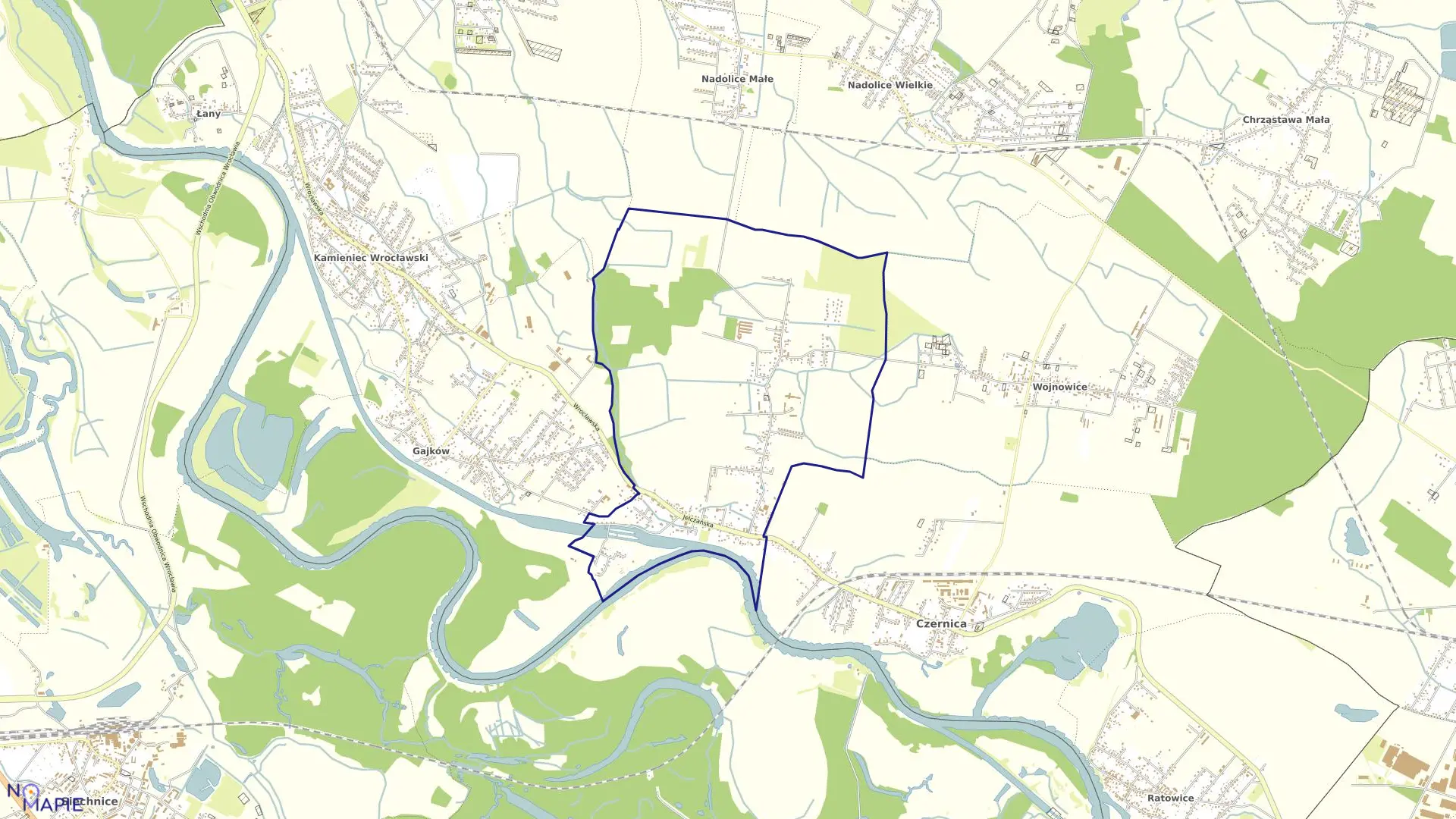 Mapa obrębu Jeszkowice w gminie Czernica