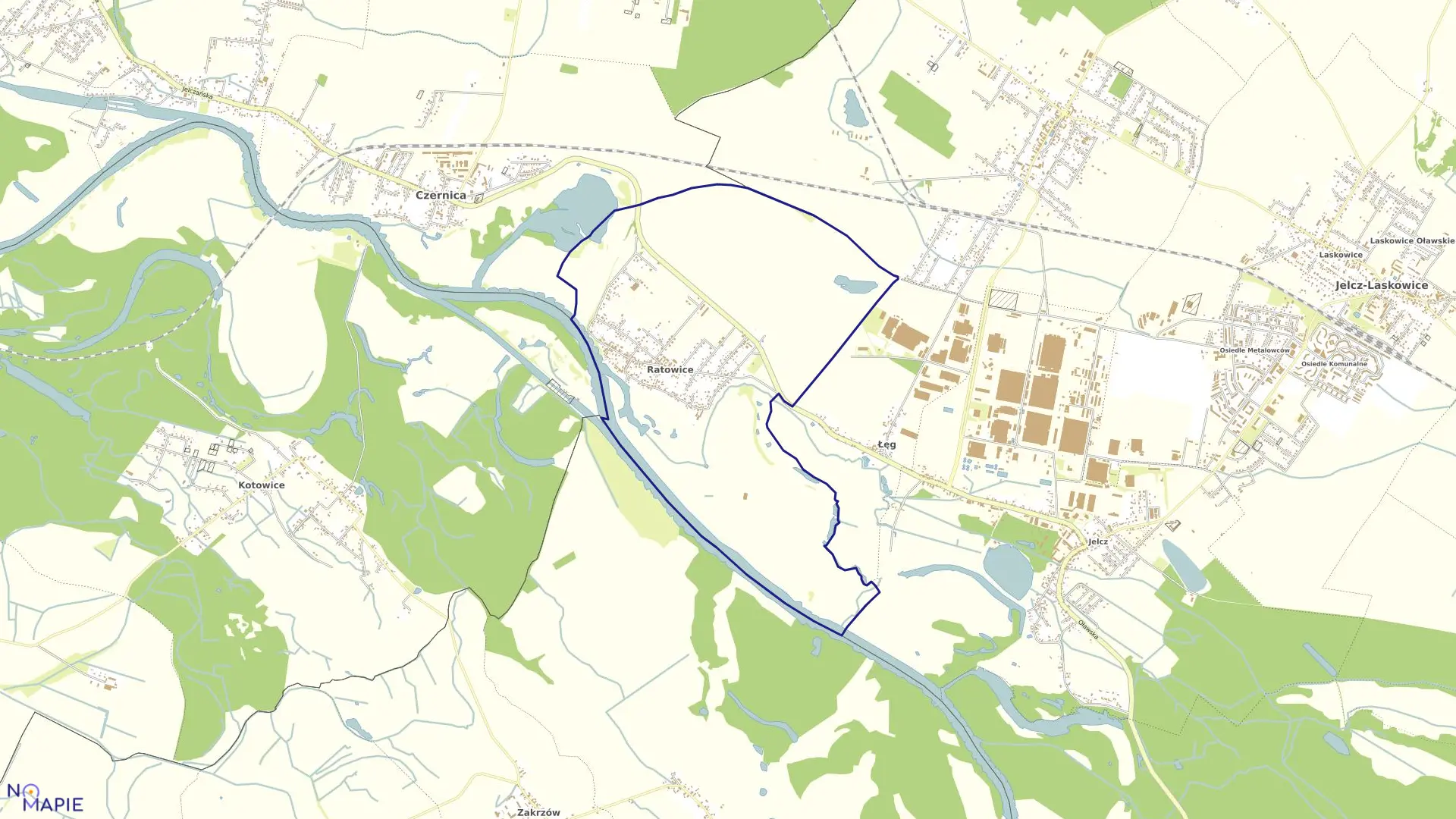 Mapa obrębu Ratowice w gminie Czernica